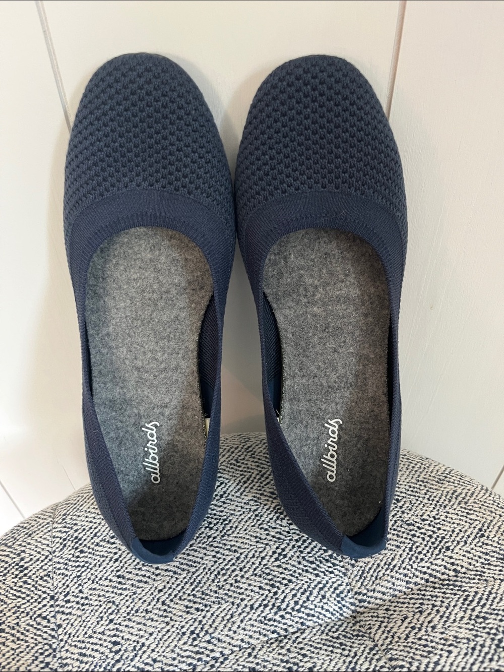 allbirds Navy Knit Slip-On Ballet Flats